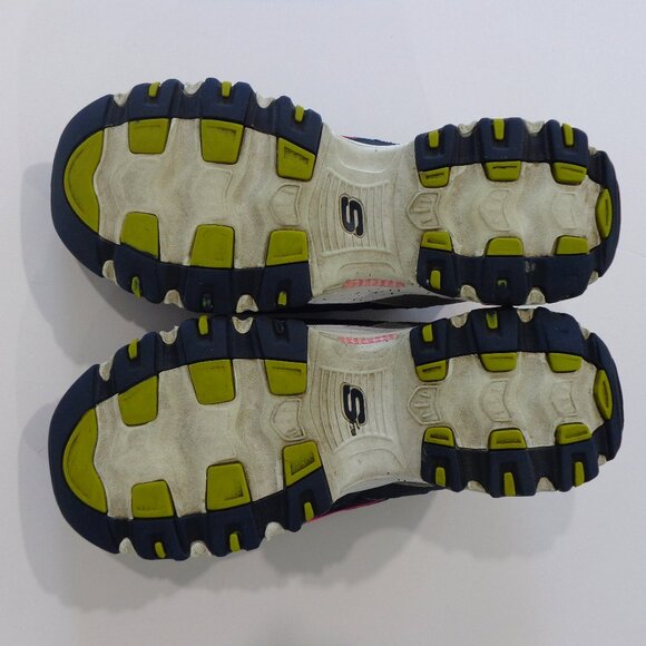 Skechers D'Lites Womens Leather Sneakers Navy Blue Pink Chunky Bold Views Size 8 - Picture 8 of 8